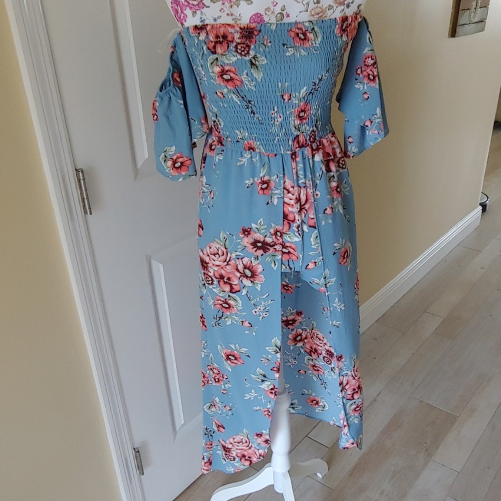 Mimi Chica skirted romper blue floral small